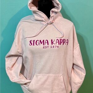 Sigma Kappa hoodie. Light pink and color used but in good condition.